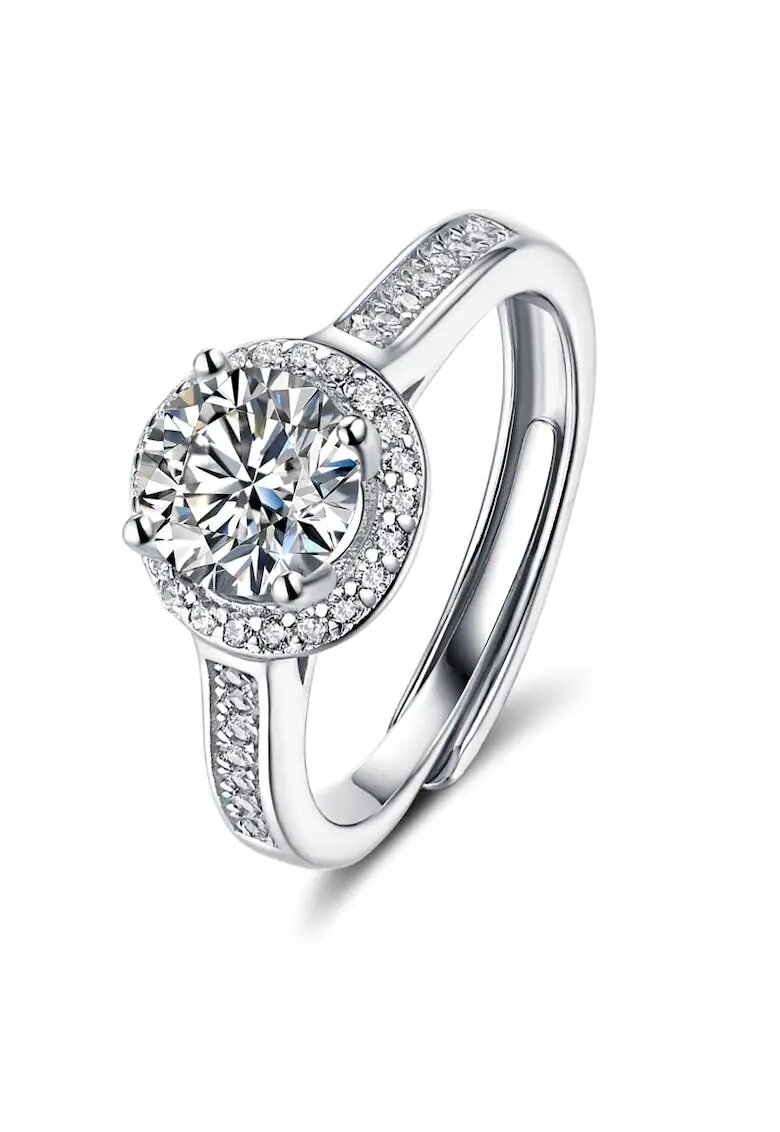 UNA VIDA Годежен пръстен с диамант Marbella Moissanite - сребро 925 - регулируем размер