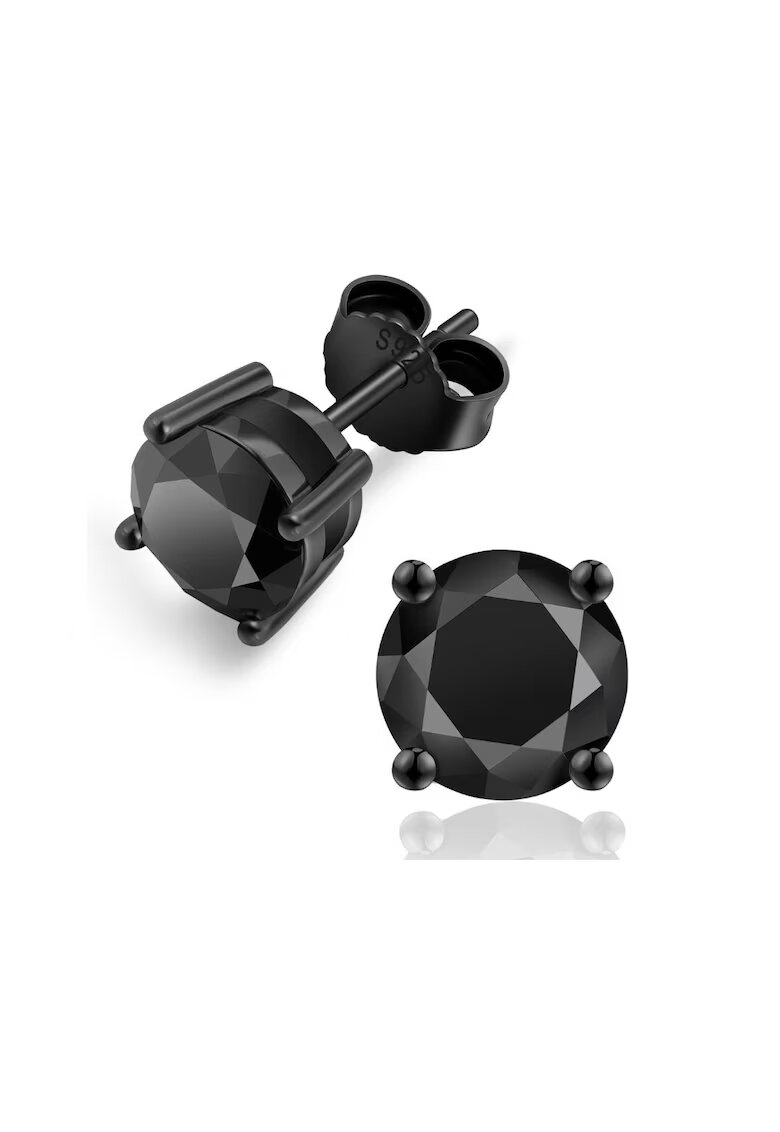 UNA VIDA Обеци Моасанит Full Black 0.6ct - 5.5мм - Сребро 925