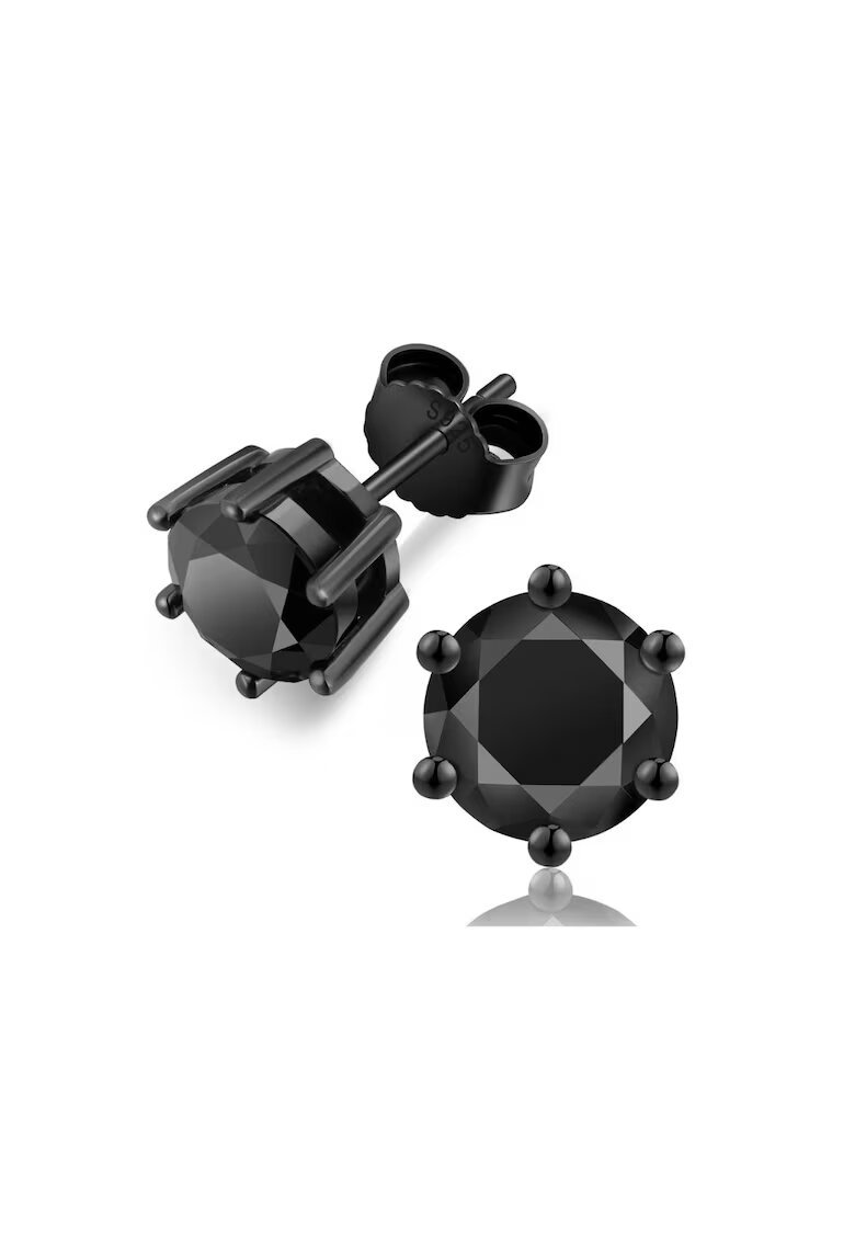 UNA VIDA Обеци Моасанит Full Black 1ct - 6.5мм - Сребро 925