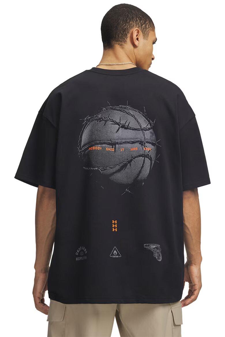 Under Armour Баскетболна тениска Hoops с памук Черен/Мандарина