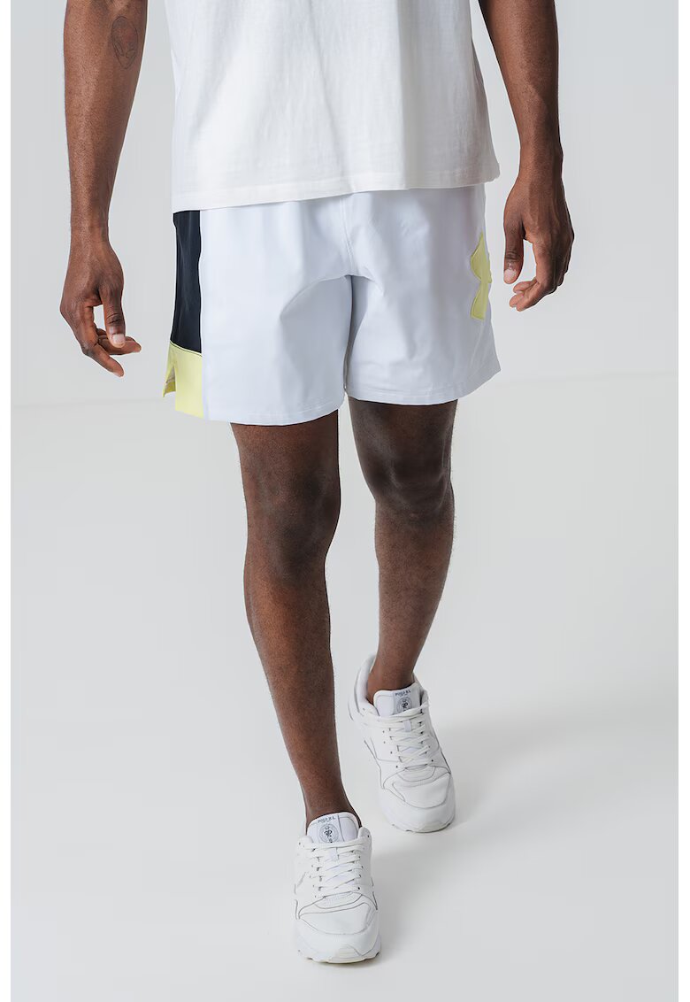 Under Armour Баскетболни шорти Zone 7 с лого - Бял/Лайм зелено