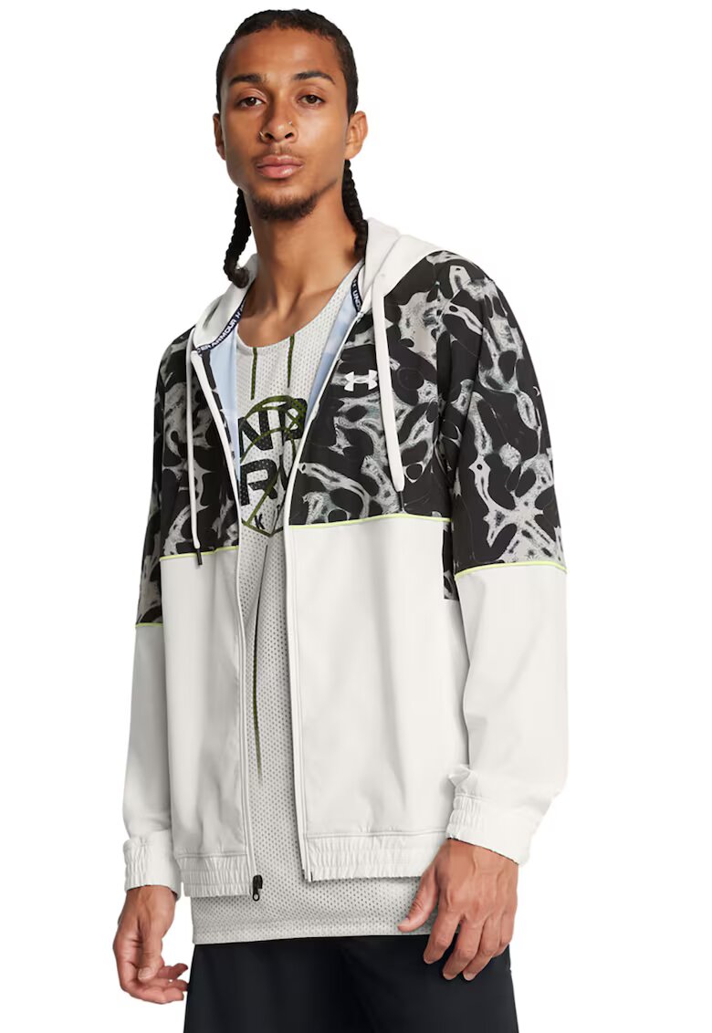 Under Armour Баскетболно яке Baseline с цип - Бял/Черен
