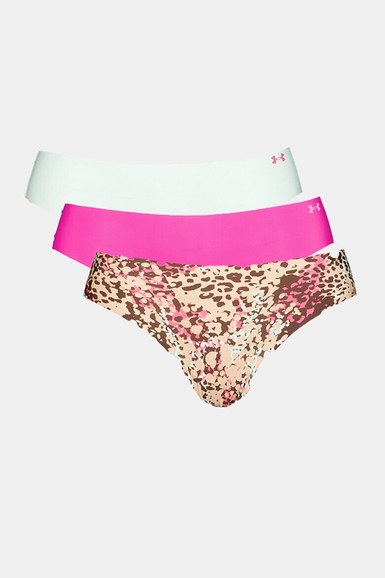 Under Armour Безшевна бразилиана Pure Stretch - 3 чифта Кафяв/Тъмнорозов/Аква зелено
