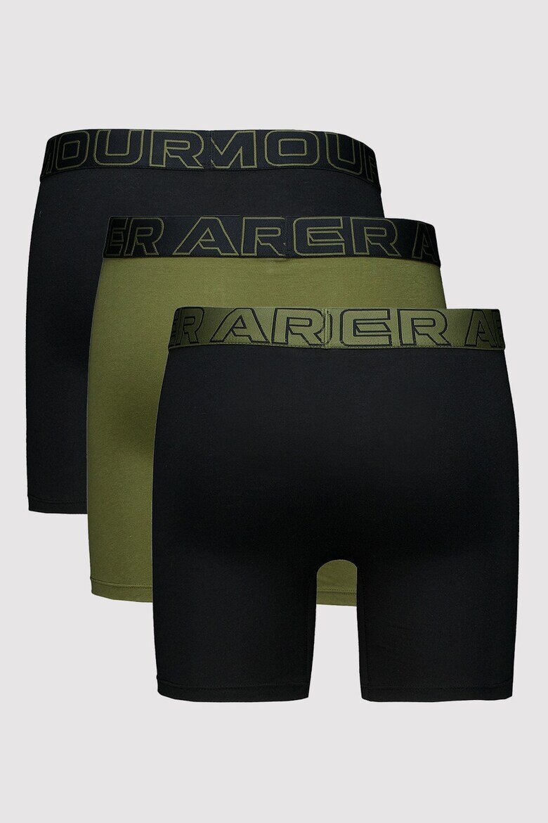 Under Armour Боксерки с лого на талията - 3 чифта Черен/Тъмно каки