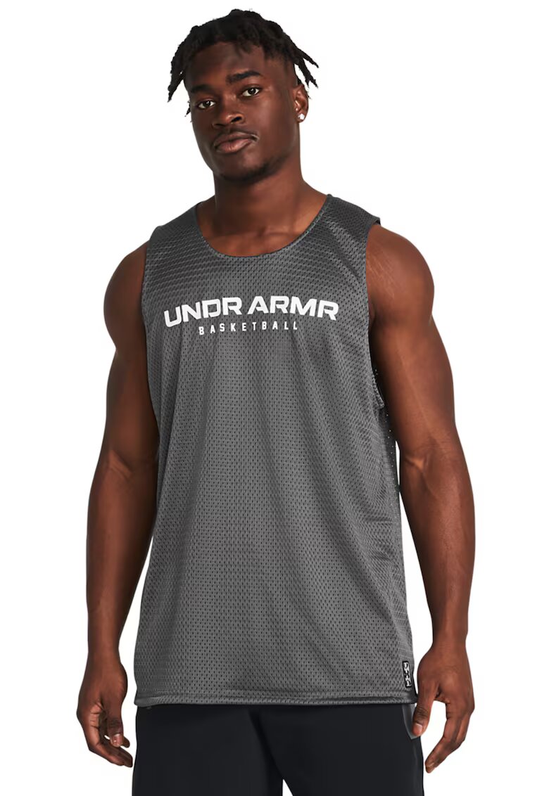 Under Armour Двулицев баскетболен топ Baseline със светлоотразители - Черен/Сив