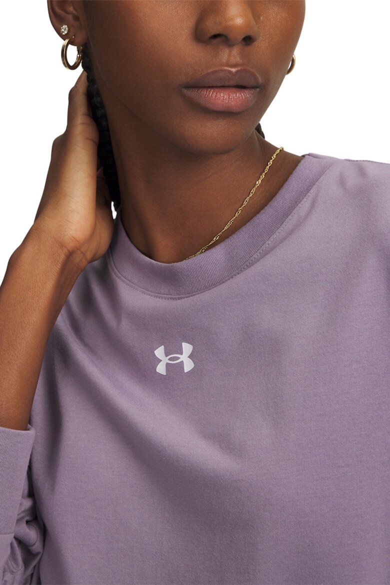 Under Armour Фитнес блуза Boxy с овално деколте Лилав