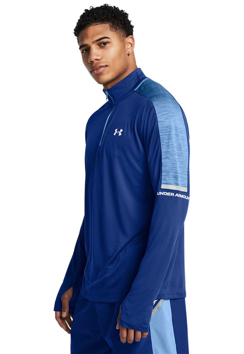 Under Armour Фитнес блуза Core+ Tech с къс цип - Кралско Синьо/Светлосин
