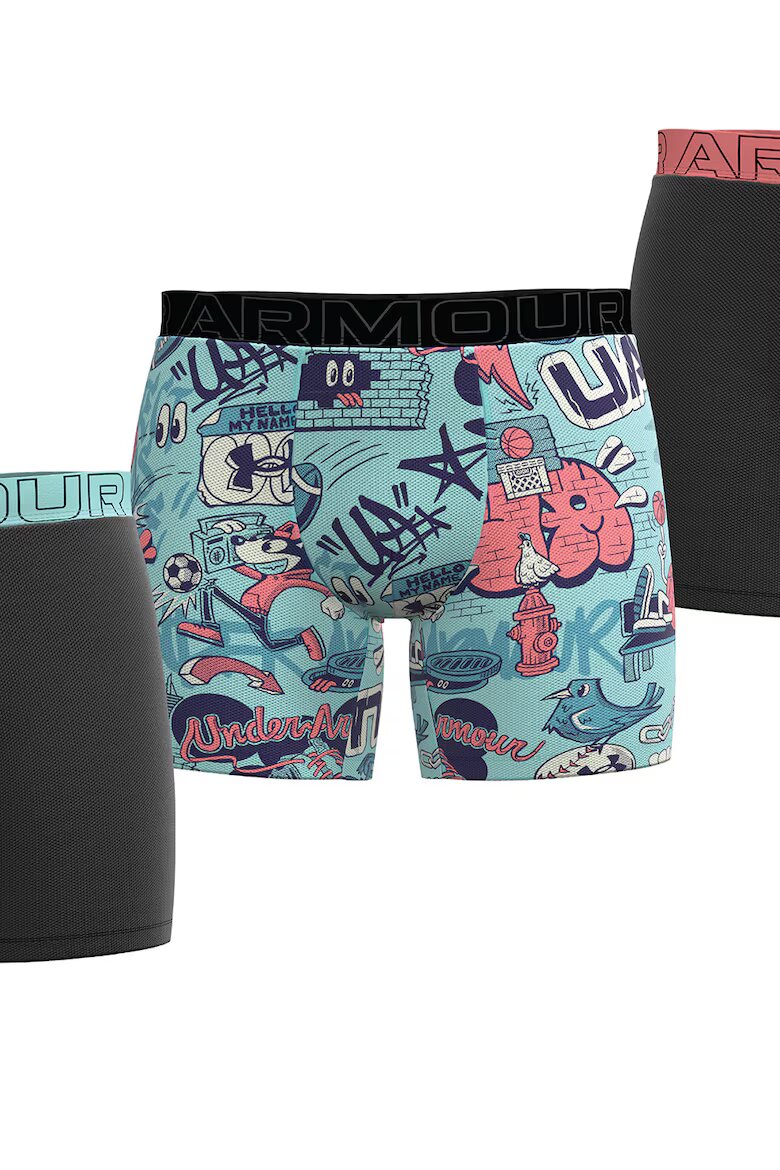 Under Armour Фитнес боксерки Performance Tech - 3 чифта Тюркоаз/Tъмносив