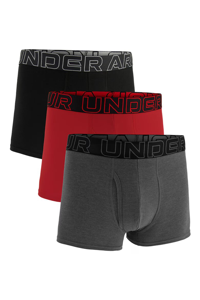 Under Armour Фитнес боксерки с лого на талията - 3 чифта Черен/Тъмночервен/Tъмносив