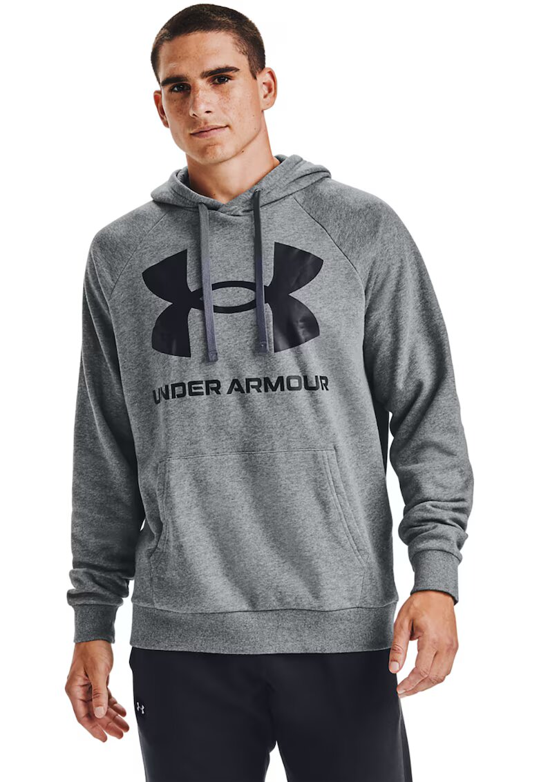 Under Armour Фитнес худи Rival с лого и ръкави реглан - Черен/Сив меланж