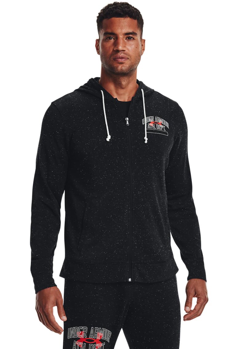 Under Armour Фитнес худи Rival Terry Athletic Department - Избеляло черно/Мандарина/Мръснобял