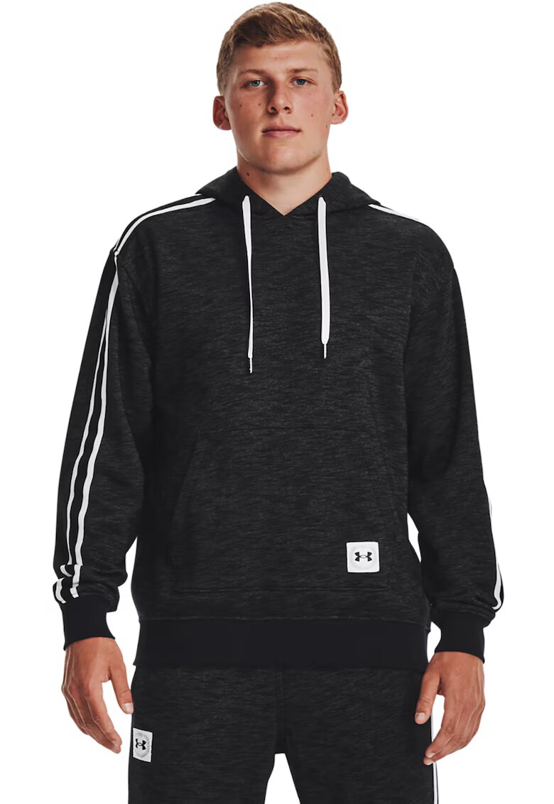 Under Armour Фитнес худи Ua Essential Heritage с райе встрани - Бял/Черен