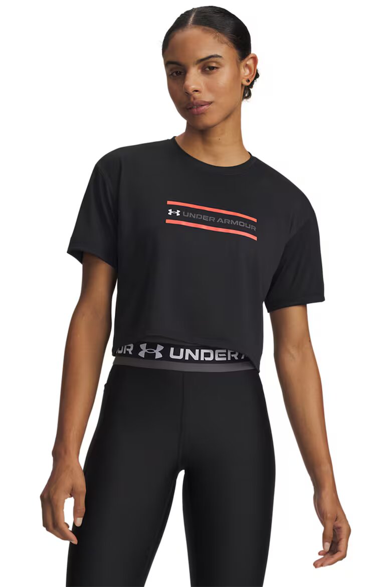 Under Armour Фитнес къса тениска Tech Branded с лого Черен/Корал
