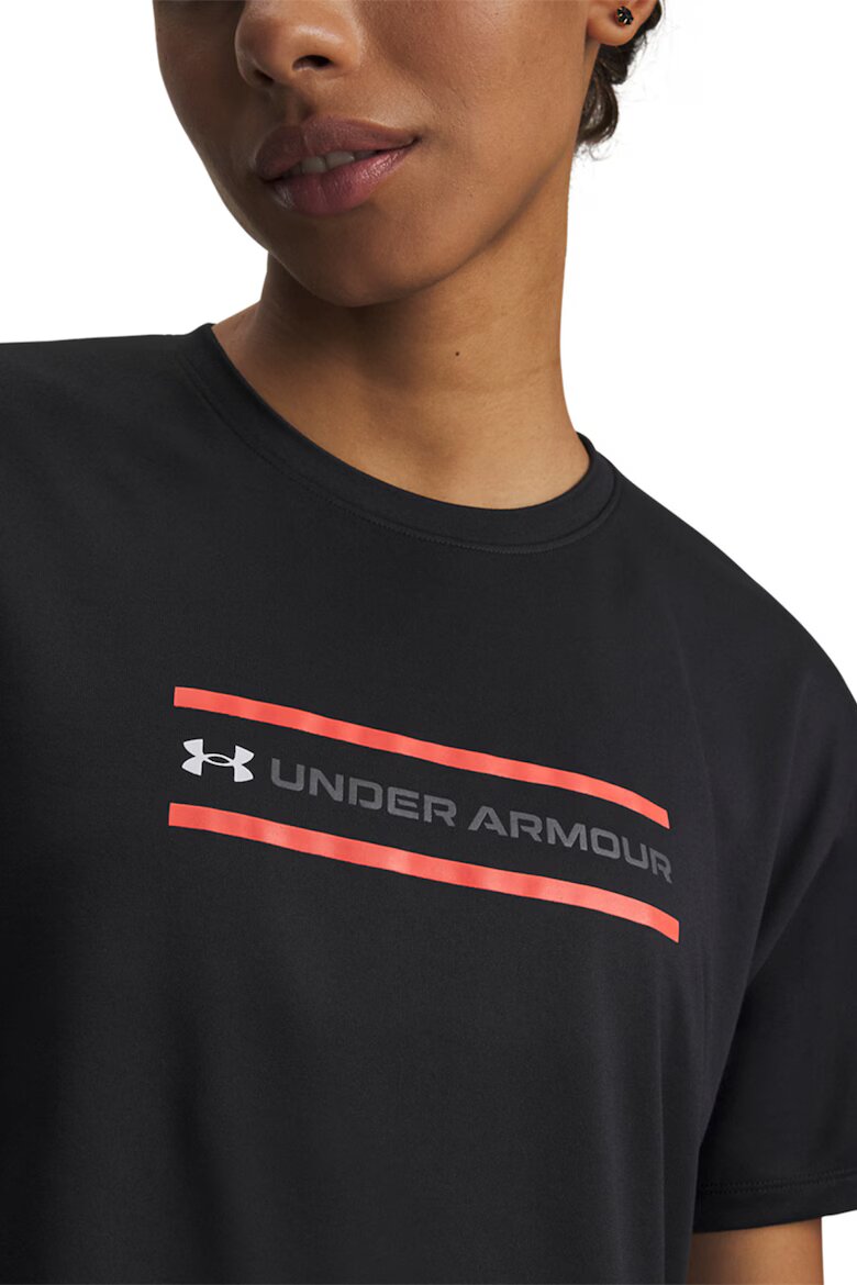 Under Armour Фитнес къса тениска Tech Branded с лого Черен/Корал