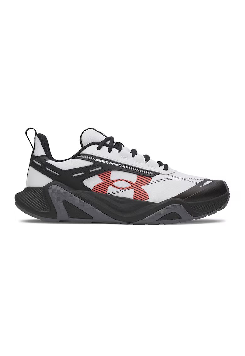 Under Armour Фитнес обувки Charged Commit 5 от кожа и мрежа - Избеляло черно/Бял/Антрацитно сиво