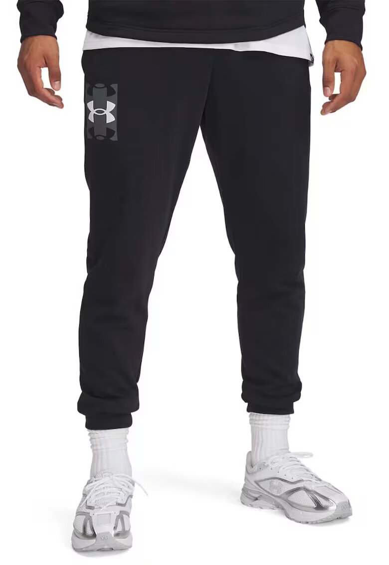 Under Armour Фитнес панталон с памук с лого - Черен