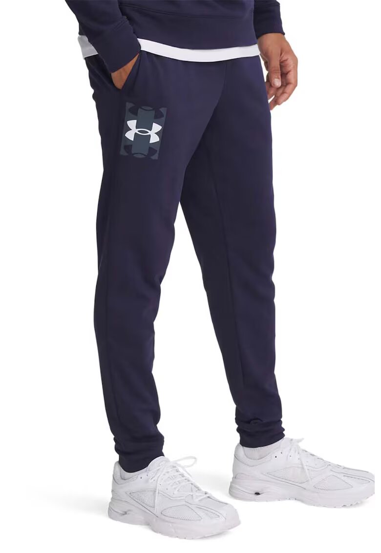 Under Armour Фитнес панталон с памук с лого - Тъмносин