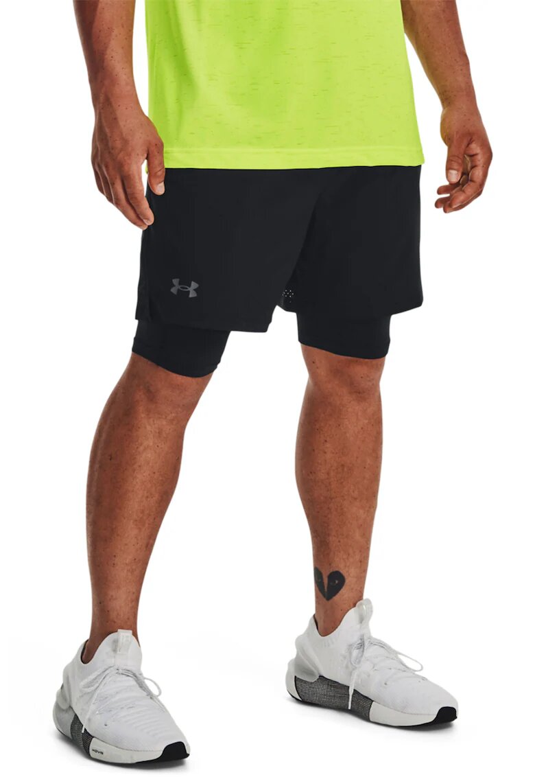 Under Armour Фитнес шорти Vanish с дизайн 2 в 1 - Черен/Сив