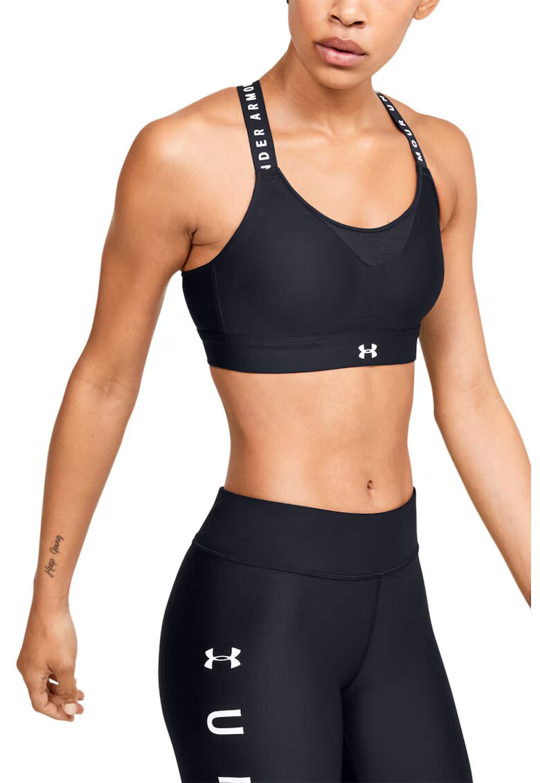 Under Armour Фитнес сутиен Infinity с кръстисан гръб - Бял/Черен