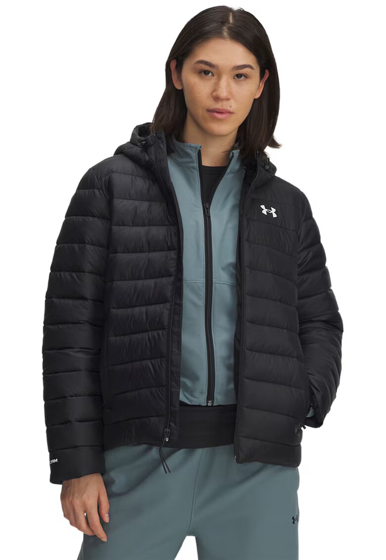 Under Armour Капитонирано зимно яке с качулка - Бял/Черен