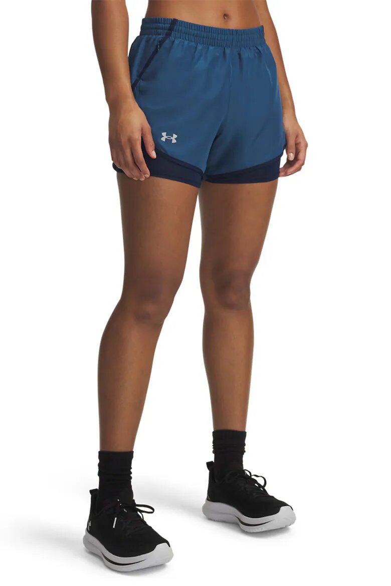 Under Armour Къс панталон за бягане Fly By с дизайн 2 в 1 Тъмносин