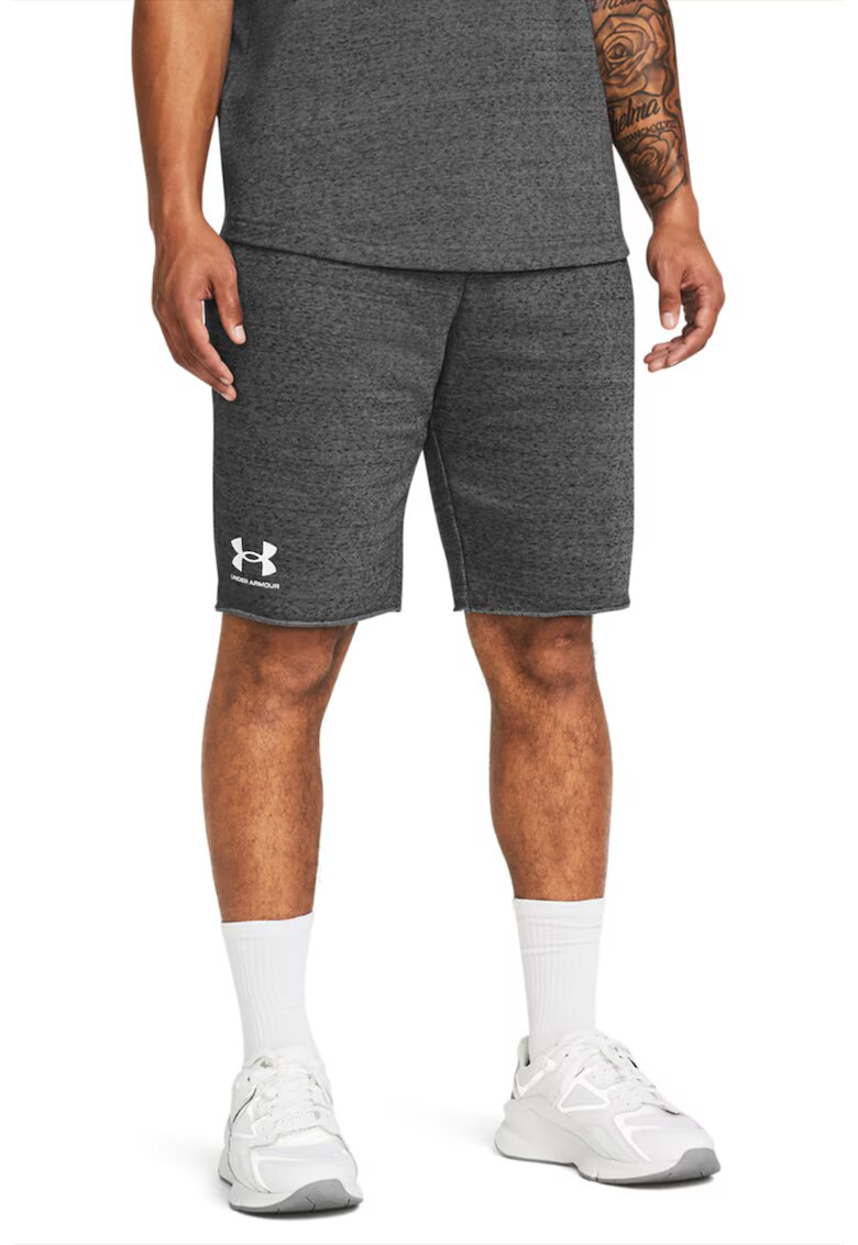 Under Armour Мъхести фитнес шорти Rival - Бял/Сив меланж