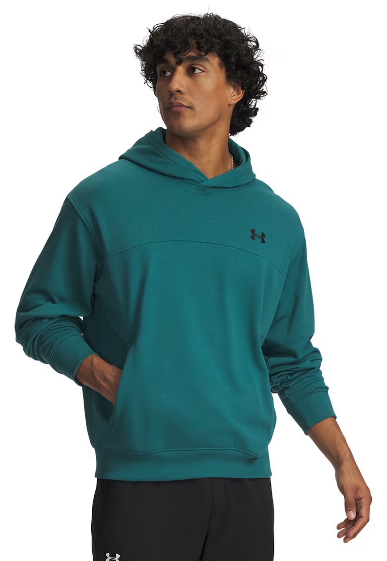 Under Armour Олекотено худи Rival - Тъмнозелен