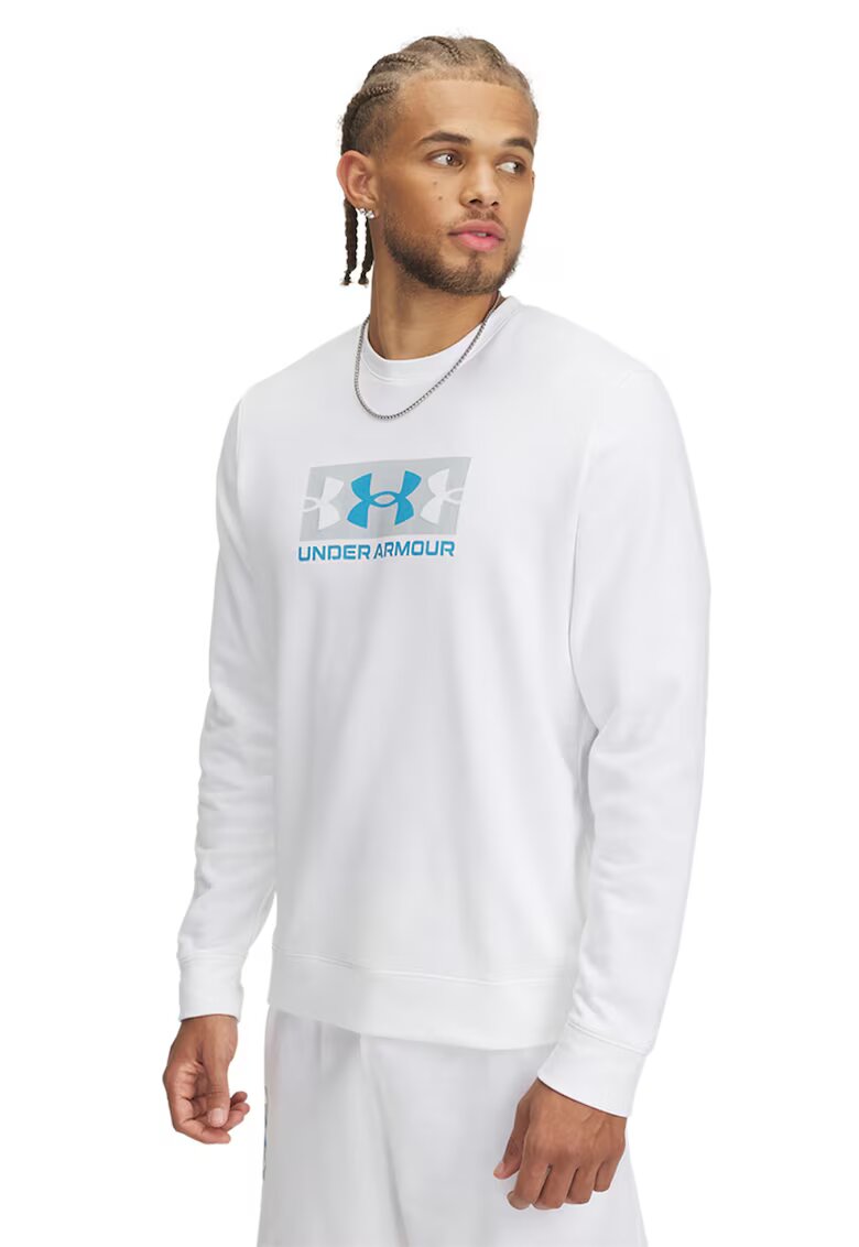 Under Armour Плюшен суитшърт Rival с лого - Бял/Син