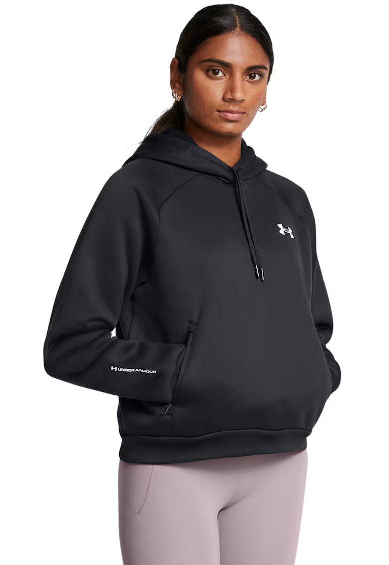 Under Armour Поларено фитнес худи Armour - Бял/Черен