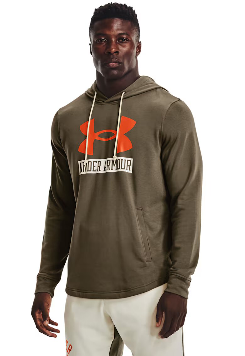 Under Armour Пухено худи Rival - Оранжев/Каки