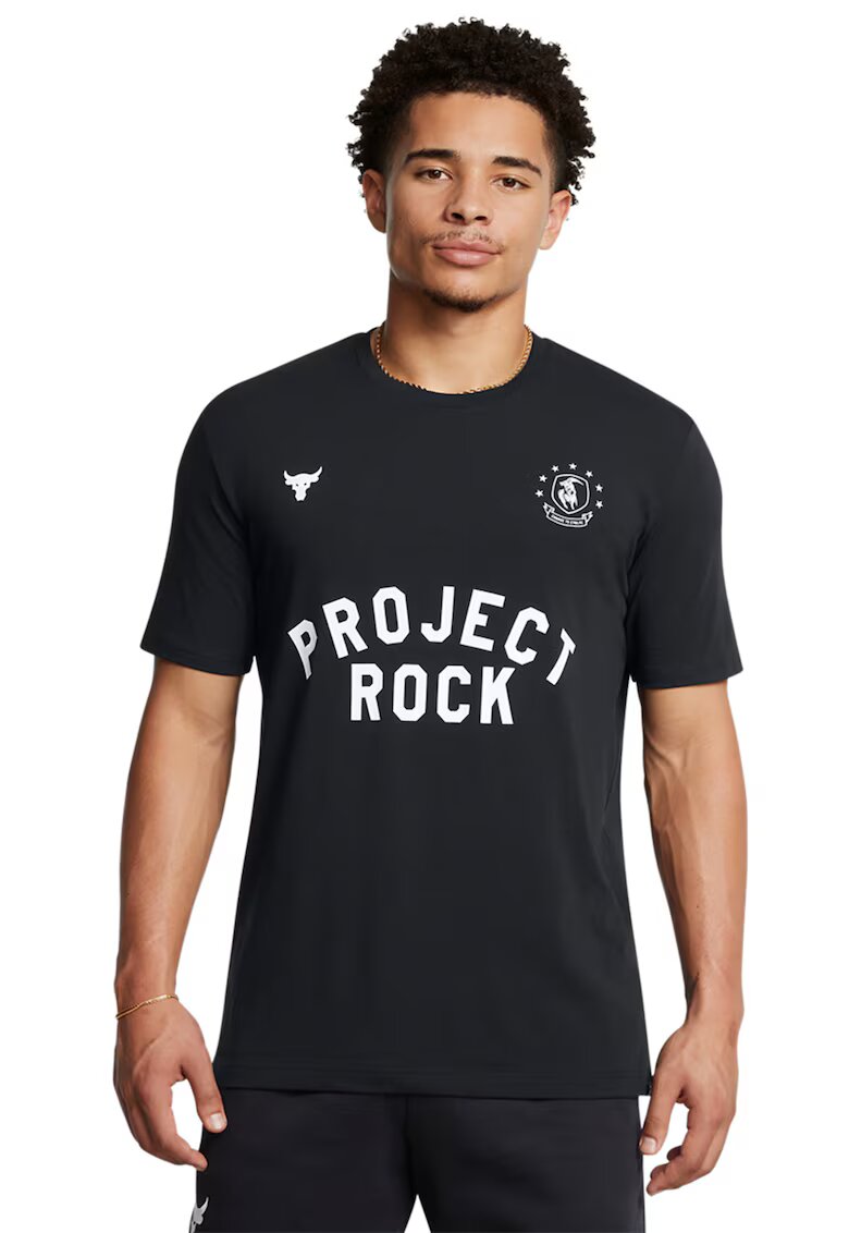 Under Armour Свободна тренировъчна тениска Project Rock - Бял/Черен