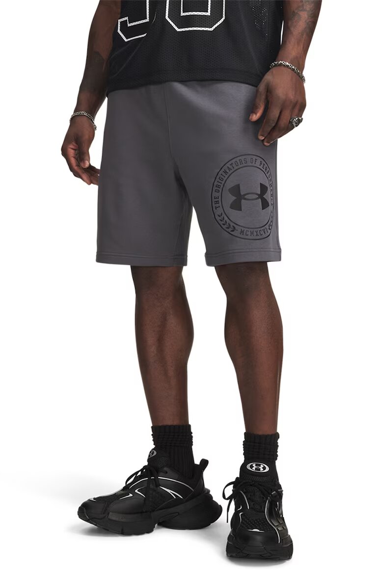 Under Armour Свободни шорти с памук Rival с лого Антрацитно сиво