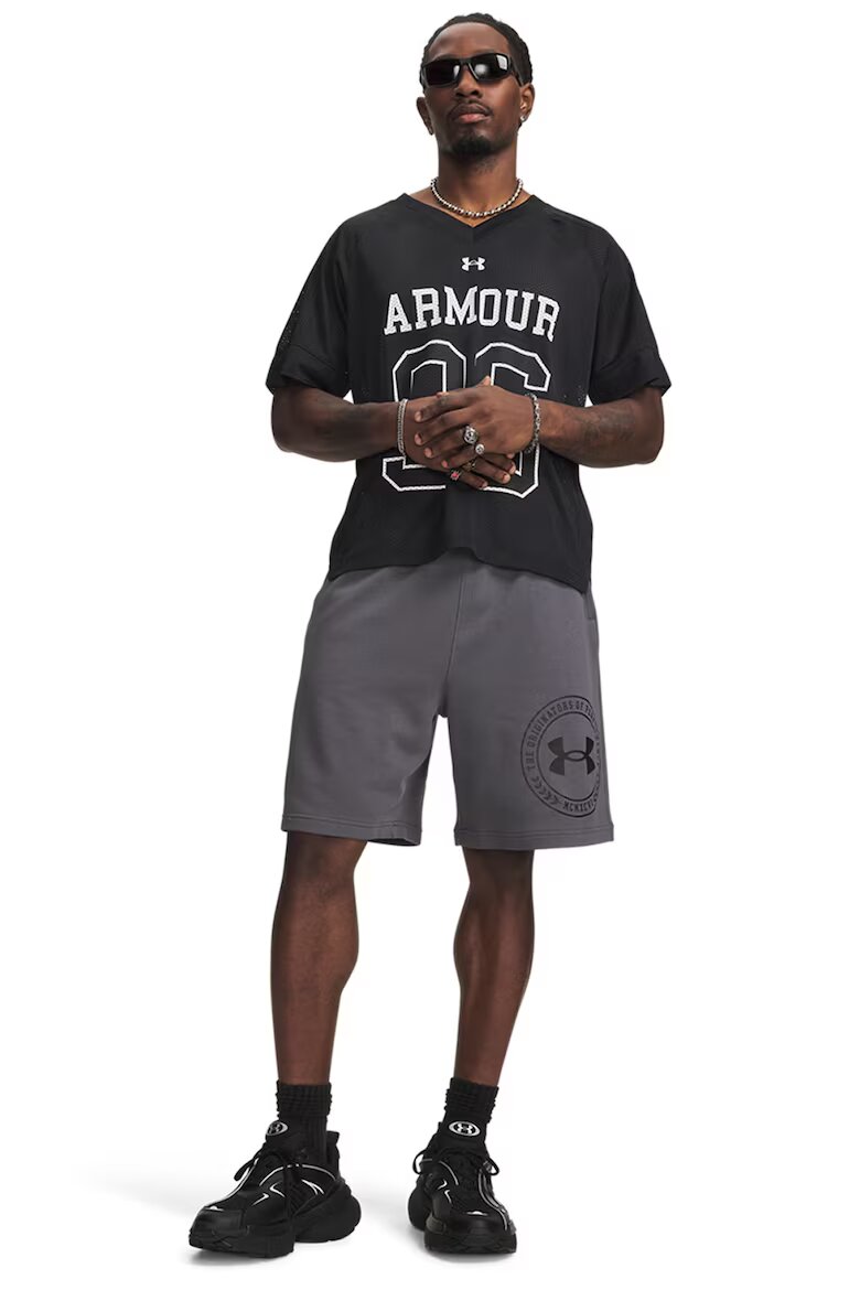 Under Armour Свободни шорти с памук Rival с лого Антрацитно сиво