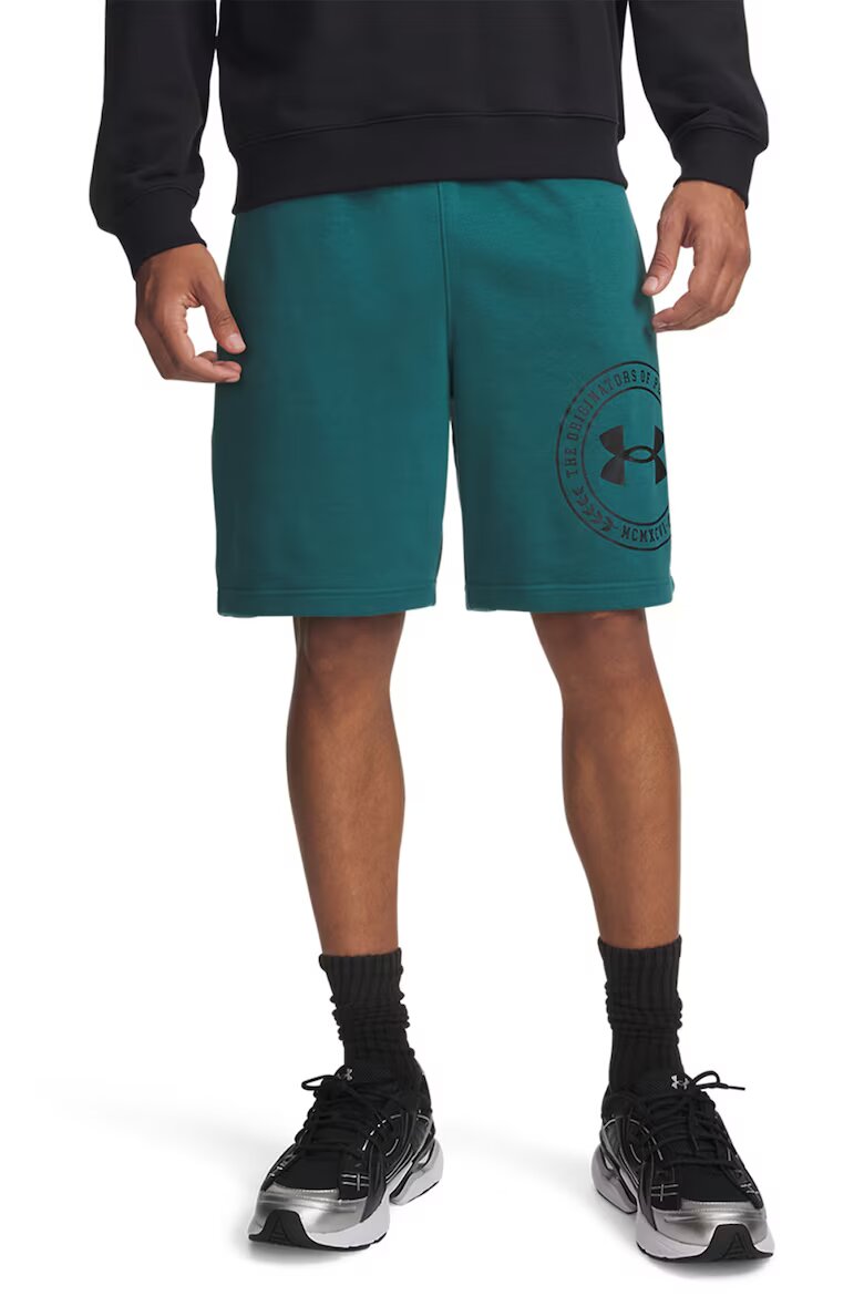 Under Armour Свободни шорти с памук Rival с лого Черен/Папратово зелено