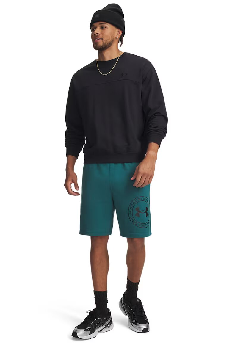 Under Armour Свободни шорти с памук Rival с лого Черен/Папратово зелено