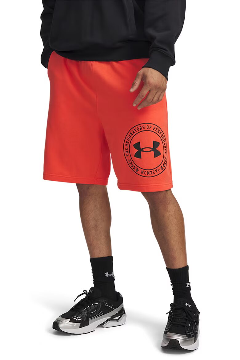 Under Armour Свободни шорти с памук Rival с лого Корал/Антрацитно сиво