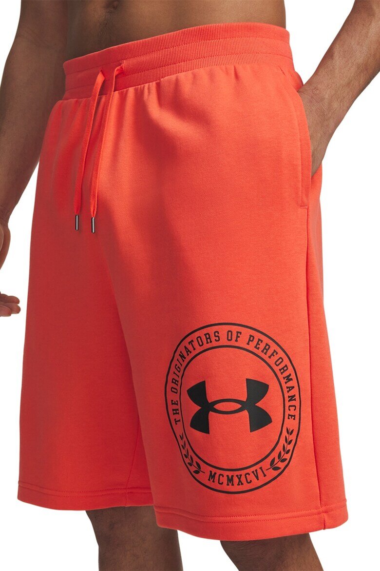 Under Armour Свободни шорти с памук Rival с лого Корал/Антрацитно сиво