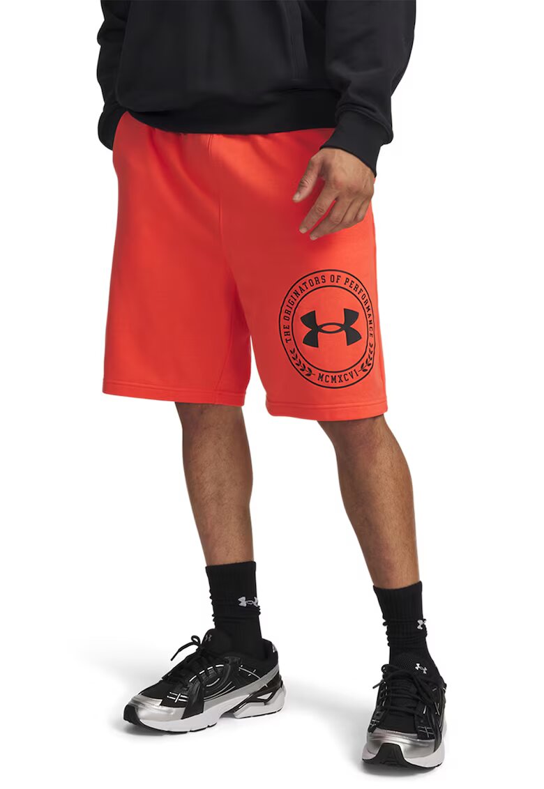Under Armour Свободни шорти с памук Rival с лого - Корал/Антрацитно сиво