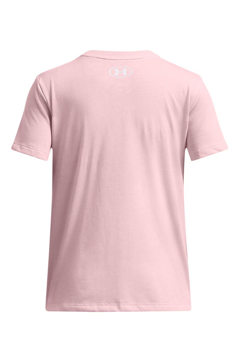Under Armour Тениска с овално деколте и лого Бял/Светлорозов