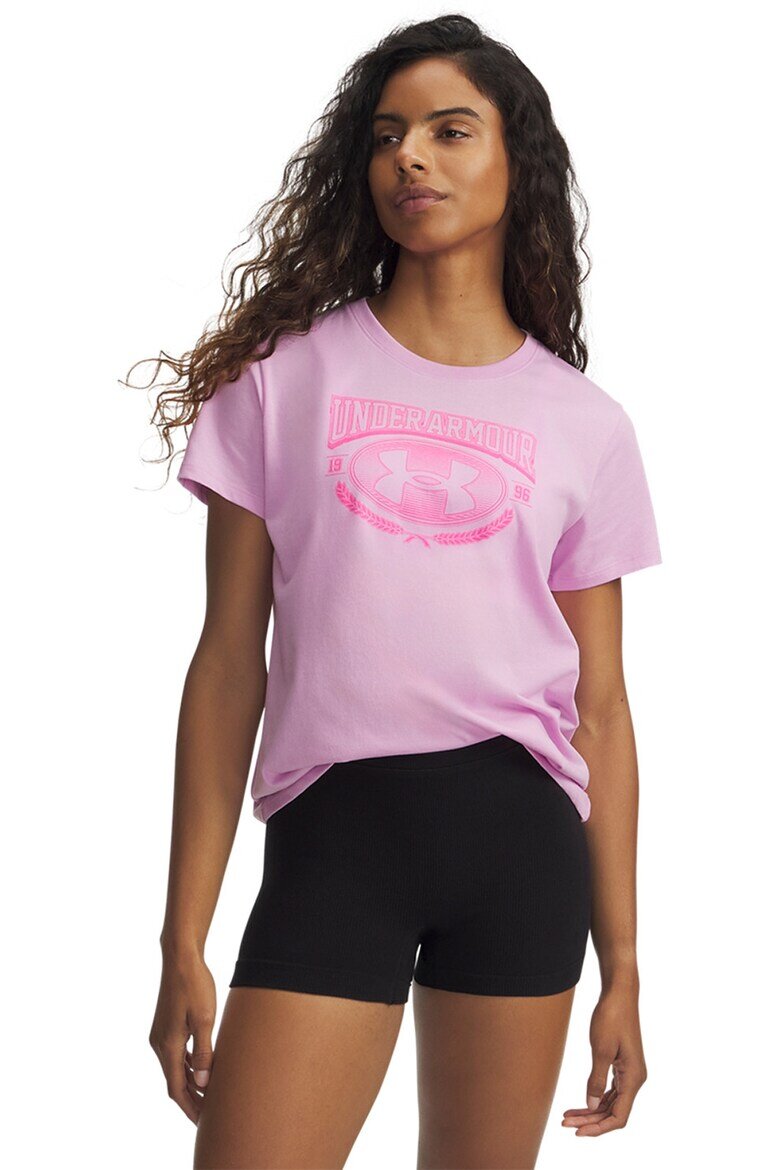 Under Armour Тениска Varsity с лого Розова сьомга