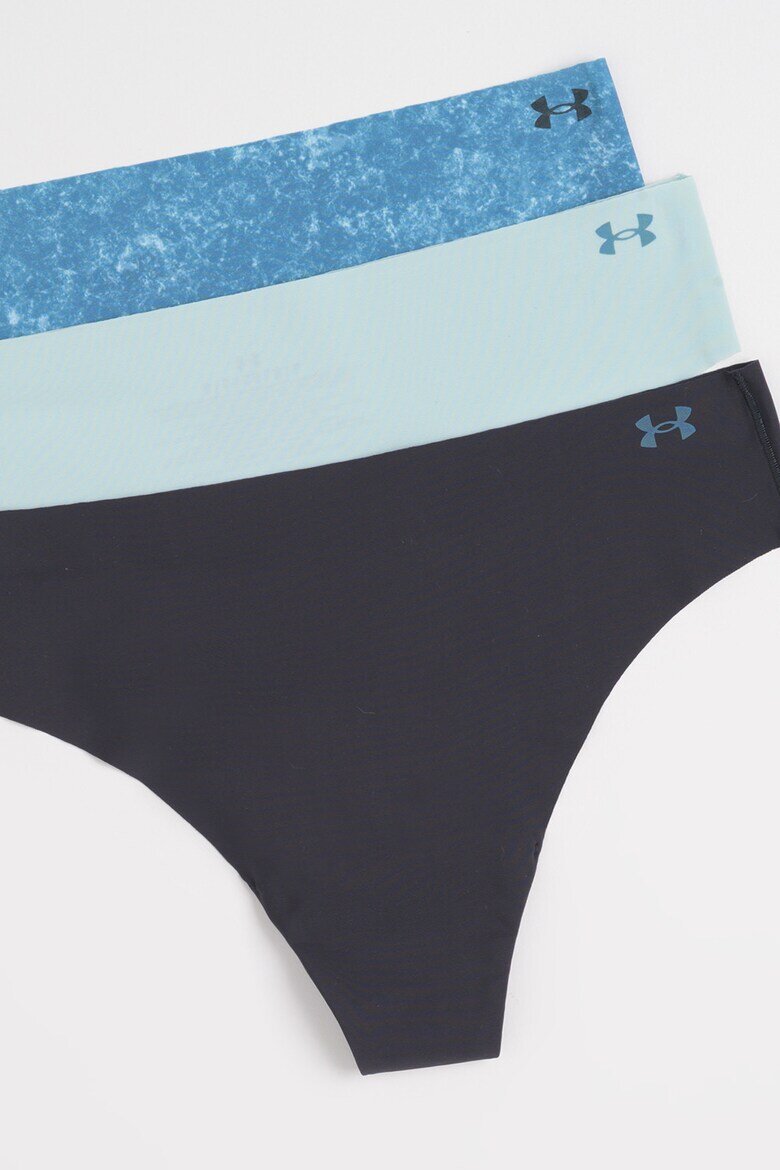 Under Armour Тренировъчна безшевна танга Pure Stretch - 3 чифта Черен/Тъмносин/Светлосин