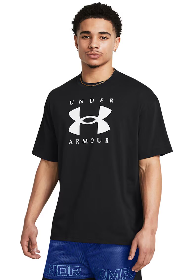 Under Armour Уголемена тениска Heavyweight - Бял/Черен