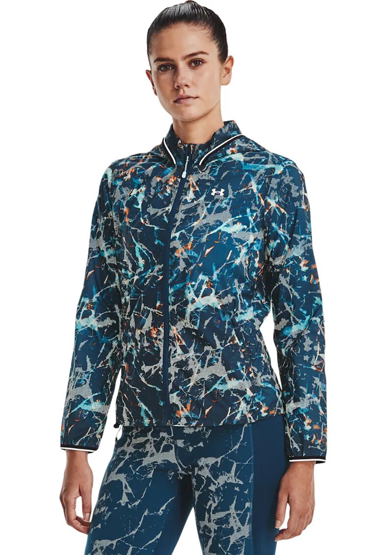Under Armour Яке за бягане Storm Outrun с качулка - Черен/Петролно синьо