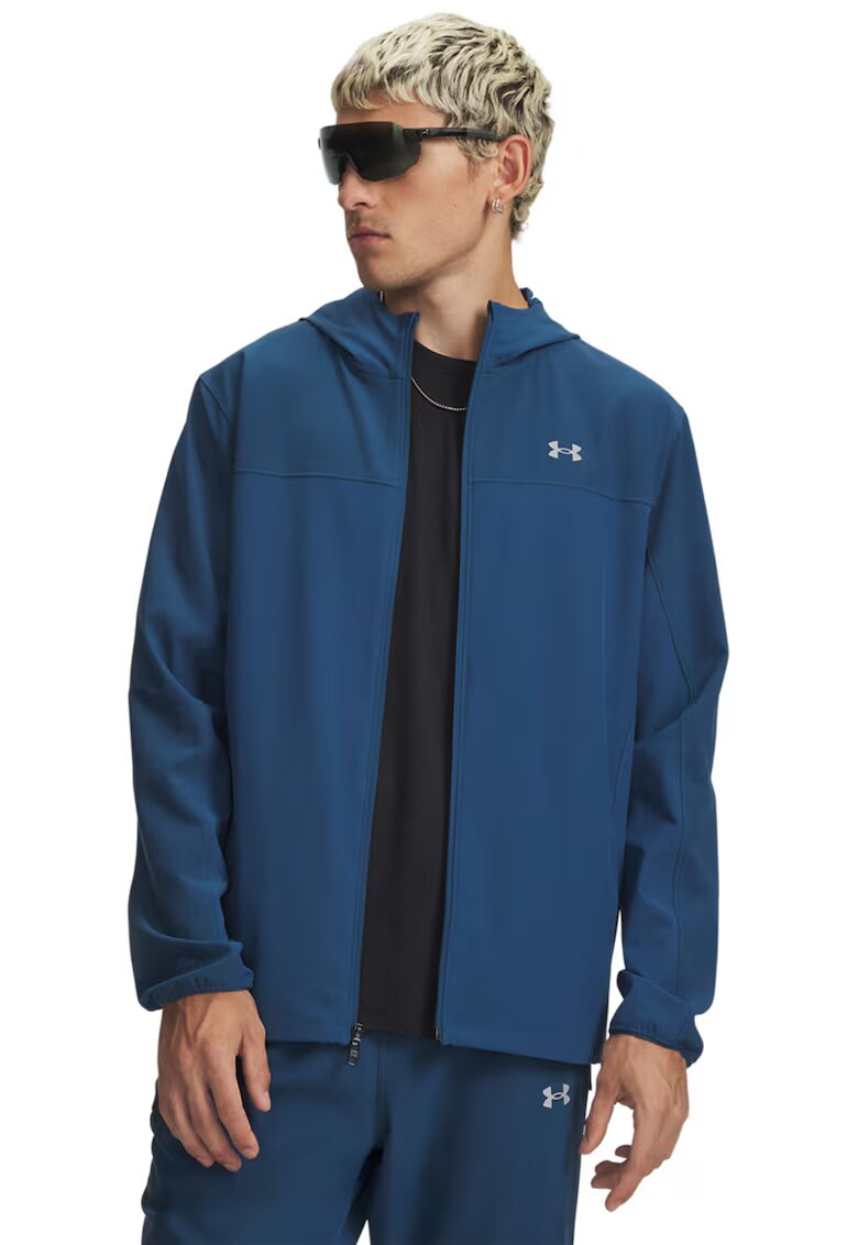 Under Armour Яке за бягане Velociti Pro с качулка и лого - Бял/Тъмносин