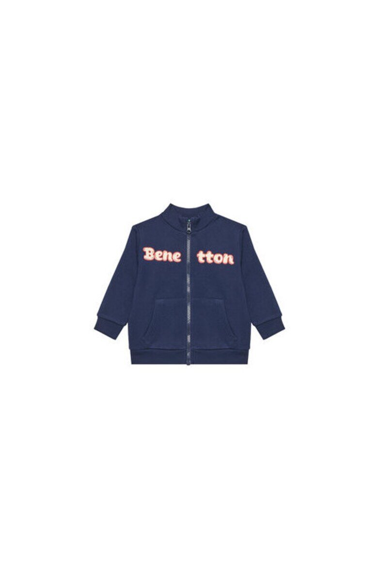 United Colors of Benetton Блуза за момчета 3J70G503M памук тъмносиня Тъмносин