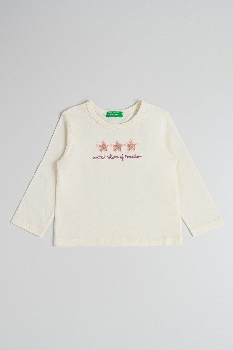 United Colors of Benetton Бродирана блуза с пайети Розово/Крем