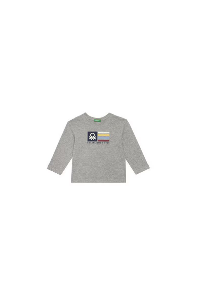 United Colors of Benetton Детска блуза сива 100% органичен памук