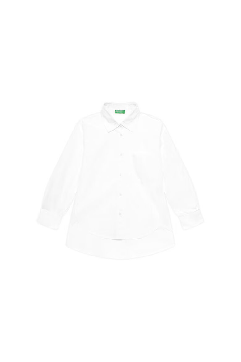 United Colors of Benetton Детска риза 5EW7CQ044 памук бяла Бял