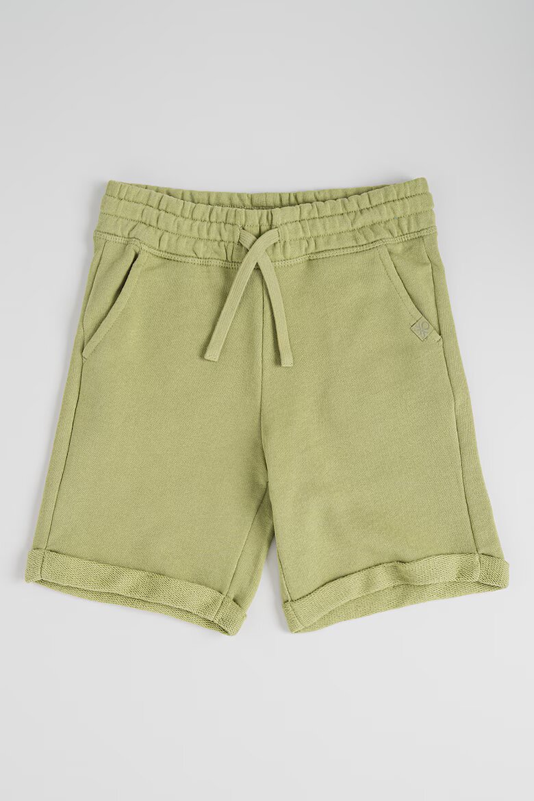 United Colors of Benetton Къс памучен панталон с регулируема талия Sage Green