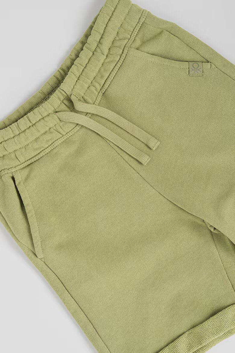 United Colors of Benetton Къс памучен панталон с регулируема талия Sage Green